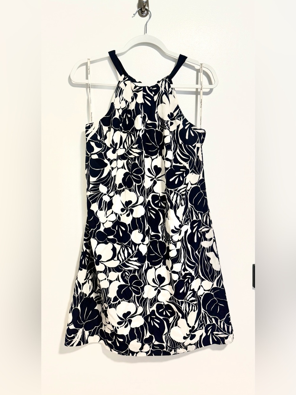 Tommy Bahama M Navy & Off White Halter Dress